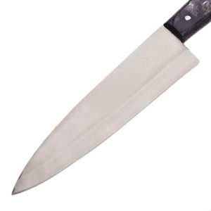 Cuchillo de Chef Multifuncional Hecho a Mano de Acero Damasco con Mango Personalizable OEM, Hoja con Borde Dentado y Punta Clip, Garantía de 3 Años - Product Image 5