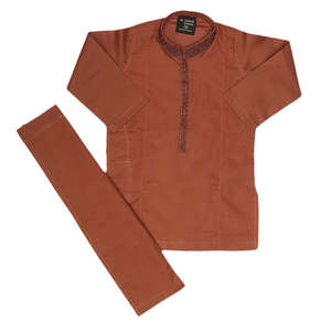Costume Shalwar brodé pour garçons - Cuivre - Product Image 5