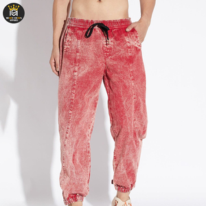 Pantalones Deportivos Casuales de Cintura Media, 100% Algodón, Lavados con Ácido, Ligeros, Ecológicos, Transpirables, con Tela de Lona - Product Image 1