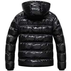 2026 Customized Men's Hooded Puffer Jacket Winter Warm Outdoor 100% Nylon Casual Fit Shiny <b>Coat</b> - Product Image 2