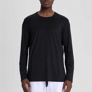 เสื้อยืดออกกำลังกายแขนยาวสำหรับผู้ชายรัดรูปผ้าฝ้ายระบายอากาศสำหรับวิ่งดีไซน์คอกลมพิมพ์ลาย - Product Image 4