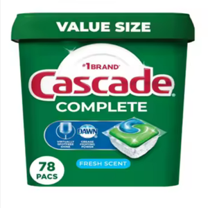 Fournisseur USA Cascade-Complete : Capsules/tablettes lave-vaisselle tout-en-un, parfum frais, solides, pour le lavage de la vaisselle, 78 unités, prix le plus bas - Product Image 1