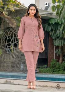 Nouvelle vente femmes Viscose fil de merde et travail manuel haut bas co-ord ensemble Maruti mode Kurta/P Kurti impression numérique toutes les saisons - Product Image 4