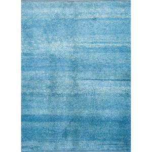 Tapis en laine noués à la main Zuri Blue, couleur unie, style Tabriz, pour la maison, le salon, la chambre ou le couloir des adolescents - Pae-1387 - Product Image 1