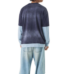 Nuevo diseño, sudaderas holgadas Unisex de algodón de gran tamaño con lavado ácido, ropa de calle para hombre, sudaderas ligeras de manga de doble capa - Product Image 2