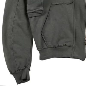 Nouveau Acide Lavé Goutte D'épaule Fermeture Éclair Hoodies 100% Coton Polaire Lourd Personnalisé Surdimensionné Hommes Zipper Hoodies Pour Hommes - Product Image 5