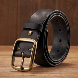 Genuine Leather Casual Luxury <b>Belt</b> <b>for</b> <b>Men</b> with Steel <b>Buckle</b> Adjustable Length Eco-Friendly Brown - Product Image 3