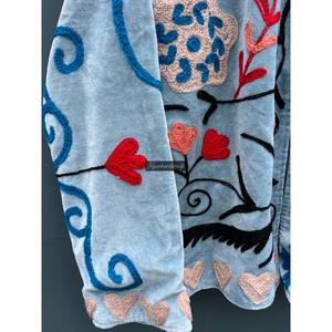 Wholesale <b>Velvet</b> Suzani Jacket Uzbek Floral Embroidery Short Unisex Jacket With Inside Lining Jacket Coat Women's Overcoat - Product Image 3