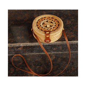 Sac en rotin fait main de nouveau style sac de plage circulaire en gros avec belle doublure à l'intérieur du sac en rotin du Vietnam - Product Image 2