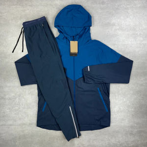 Conjunto Deportivo Holgado Unisex Personalizado de 2 Piezas Cortavientos con Retazos Sudadera con Capucha y Shorts Transpirables para Hombre - Product Image 1