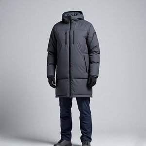 Veste matelassée longue matelassée hommes coupe-vent fermeture éclair à capuche vers le bas rembourré Long manteau veste hommes - Product Image 3