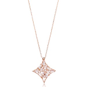Colgante con diseño geométrico y piedra tallada en baguette, hecho a mano en Turquía, chapado en oro, joyería de plata de ley 925 - Product Image 1