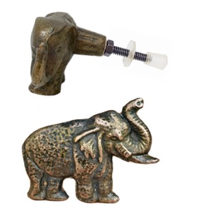 Antique Brass Cast Iron Elephant Animal Furniture <b>Door</b> Drawer Cabinet Knobs Pull Handle <b>for</b> Wardrobe Dresser Kitchen Bedroom - Product Image 2