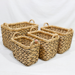 Panier de rangement en jacinthe d'eau tissé à la main pour l'organisation et la décoration de la maison et du bureau - Product Image 6