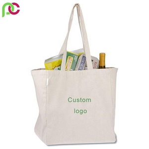 Bolsos de mano de lona de algodón orgánico reciclado ecológico impresos personalizados bolsos de compras en blanco con mango largo para logotipo personalizado al aire libre - Product Image 1