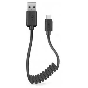 Cable de Datos USB-C Negro de 0.5m TECABLETYPCSK, Cable en Espiral - Product Image 1