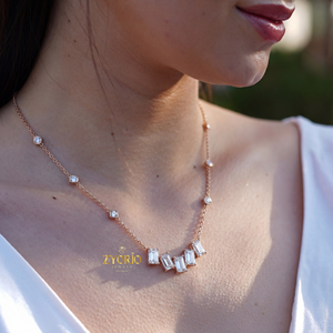 Collier pendentif barre en diamant de laboratoire taille émeraude, en argent sterling 925 plaqué or, collier minimaliste pour femme, bijoux de luxe - Product Image 3