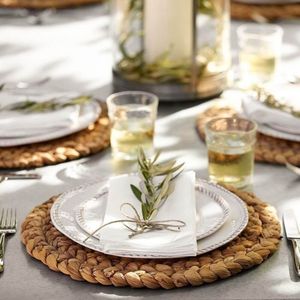 Sous-verre artisanal rond en jacinthe d'eau, napperon pour table à manger, vente en gros pour maison, hôtel, restaurant - Product Image 5