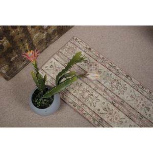 Tapis vintage 1,5x3,5 pieds, petit tapis turc, tapis blanc à pois - Product Image 1