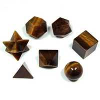 Großhandel 7-teiliges Set Geschnitzter Natürlicher Roter Jaspis Reiki Feng Shui Stil Heilige Geometrie Heilkristall Edelstein Platonische Körper
