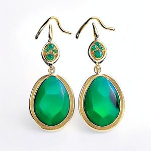 ต่างหูห้อยพลอยโอนิกซ์สีเขียวประดับเพชรทรงกลมไข่มุก925เงินสเตอร์ลิงเครื่องประดับสำหรับงานแต่งงานแบบทันสมัยสำหรับผู้หญิง - Product Image 6