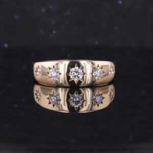 0.35CT 5 Stone Round Brilliant Colorless Diamond Men's Wedding Band Star Design 10K-18K Gold Luxury <b>Groom</b> Ring - Product Image 5