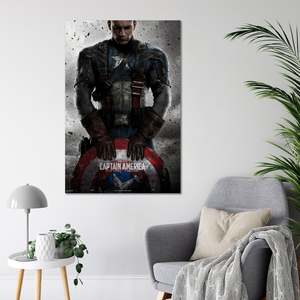 Póster de Capitán América de Marvel, estilo de diseño moderno, material de lona con marco negro para decoración de pared - Product Image 2