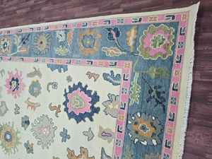 Tapis de soie en laine Oushak moderne noué à la main de haute qualité avec motif brodé abstrait pour la maison salon chambre - Product Image 4