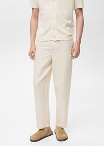 Pantalon en lin 100% décontracté léger à taille élastique à la mode personnalisé pantalon en lin mi-droit de haute qualité - Product Image 2