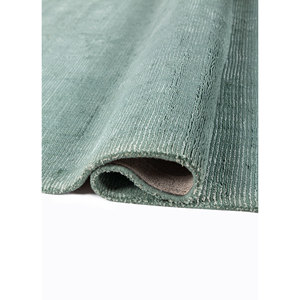 Alfombra Rectangular Hecha a Mano de Lana y Viscosa Azul Base HLV-506, Color Sólido, para Sala de Estar, Pasillo y Dormitorio, Uso Versátil - Product Image 2