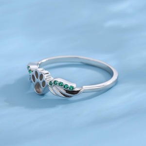 925 Sterling Silver Breastmilk Pawprint Ring Setting 10mm DIY Souvenir Bijoux Pet Memorial Ashes Ring Zircon Paw Bezel Ring - Product Image 3