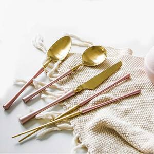New Amazing Stainless Steel High Quality Kitchen Set New <b>Gold</b> Plated Round Thin Banging Design End Handle - Product Image 6