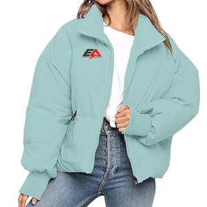 Veste bomber matelassée réversible décontractée pour femmes OEM, grande taille, fermeture éclair, respirante, coupe-vent, séchage rapide, doublure en coton - Product Image 1