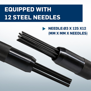 Limpiador de superficies Lematec Air Needle Scaler con 12 agujas de 3x125mm, 4600 BPM, 90 PSI - Product Image 2