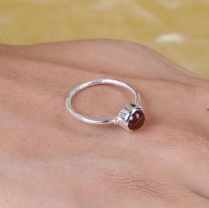 Cornaline lisse naturelle 5mm pierre précieuse solide 925 argent Sterling fin fait à la main minuscule minimaliste éternité Vermeil bague en gros - Product Image 3