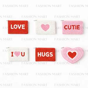 Porte-monnaie artisanal en perles, motif amour et cœur, mini portefeuille pour la Saint-Valentin - Product Image 6