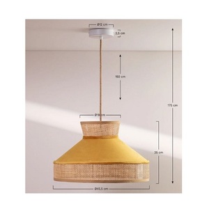 Middle Size Handicrafts Dome Bean Woven Rattan Farmhouse Design Warm White <b>LED</b> Pendant <b>Light</b> - Product Image 3