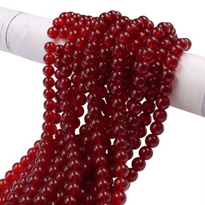 Prix de gros perles de ligne de jade colorées de haute qualité perles en gros pierre précieuse rouge foncé lisse ronde perles en vrac pour la fabrication de bijoux - Product Image 1