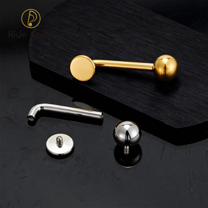Piercing de la tête de cou verticale en titane ASTM F136 rond, 14G, filetage interne, barre en J, piercing Christina, bijoux pour le corps - Product Image 5