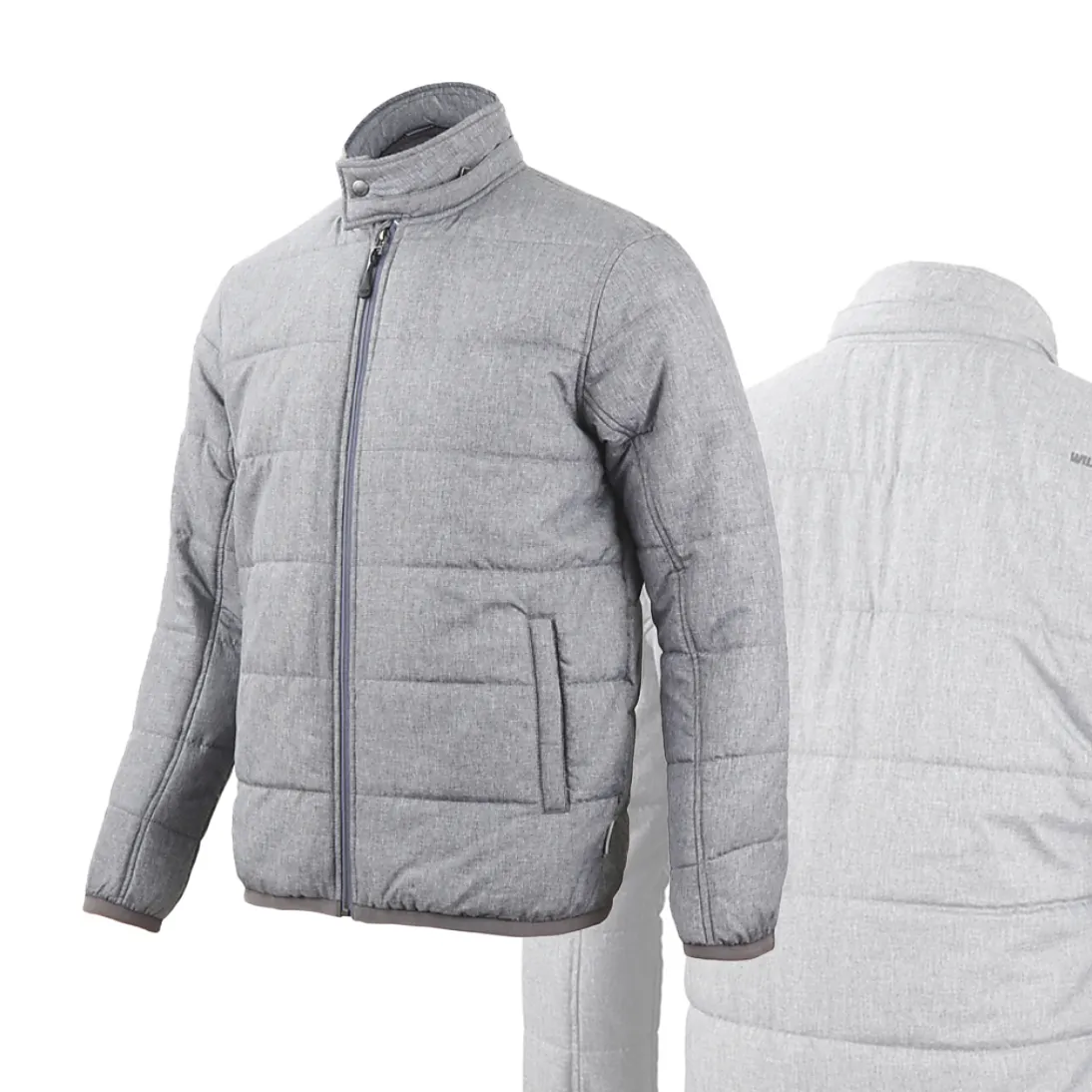高品質のテクスチャードフグダウンジャケット寒い天候のためのヘザーグレーフグジャケット冬のバブルフグウォームジャケット男性用