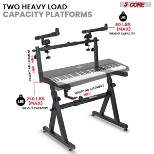 5Core Piano <b>Keyboard</b> Stand Z Style Heavy Duty 2 Tier Stands w Adjustable Arm Fits 54 61 88 Key Board - Product Image 3