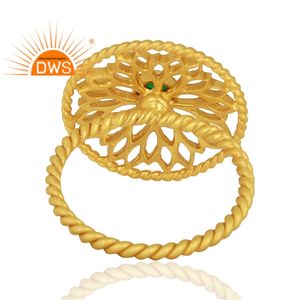 Anillo apilable de piedras preciosas de ónix verde Natural chapado en oro de 18 quilates de plata de ley de Venta caliente, joyería para mujer, regalo para ella - Product Image 4