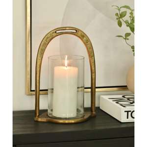 Petit et grand support de pot de bougie à étrier bougeoir de luxe en or lot de 2 bougeoirs artisanaux de style équestre décor de mariage - Product Image 4