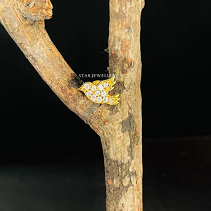 Piercing oiseau en diamant naturel en or massif 14 carats pour Helix, Tragus, lobe d'oreille, conque, Rook Fine Jewelry. - Product Image 3