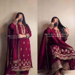 Design unique ethnique pakistanais Salwar Kameez avec tissu en soie et broderie complexe pour un look festif disponible au meilleur prix - Product Image 5