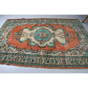 พรมวินเทจ พรมขนาดใหญ่ 5.9x8.9 ฟุต พรมสีส้มไล่เฉด - Product Image 4