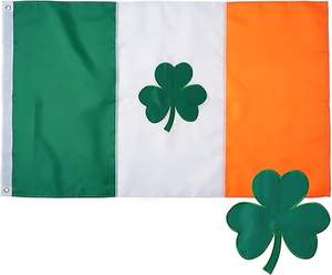 Bandera de Irlanda con Trébol Irlandés, 3x5 pies, Bordada para Exteriores, Resistente, con 2 Ojales de Latón, para el Día de San Patricio - Product Image 1