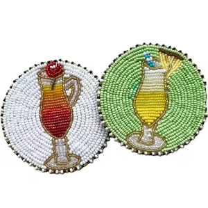 Eco-Friendly Handmade Beaded Drink Coasters in Bulk High-End Beaded Coaster Set for <b>Party</b> and Festive Use by MD Handicrafts - Product Image 5