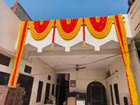 Bunga palsu mariemas dan gantungan pintu bunga panjang Toran Mandap bunga buatan rangkaian bunga Toran Blossom Dekorasi Pernikahan India indah
