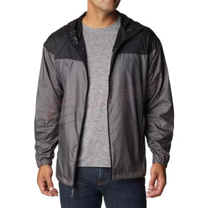 Veste coupe-vent bicolore pour homme avec fermeture éclair complète et capuche Veste coupe-vent pour homme - Product Image 2